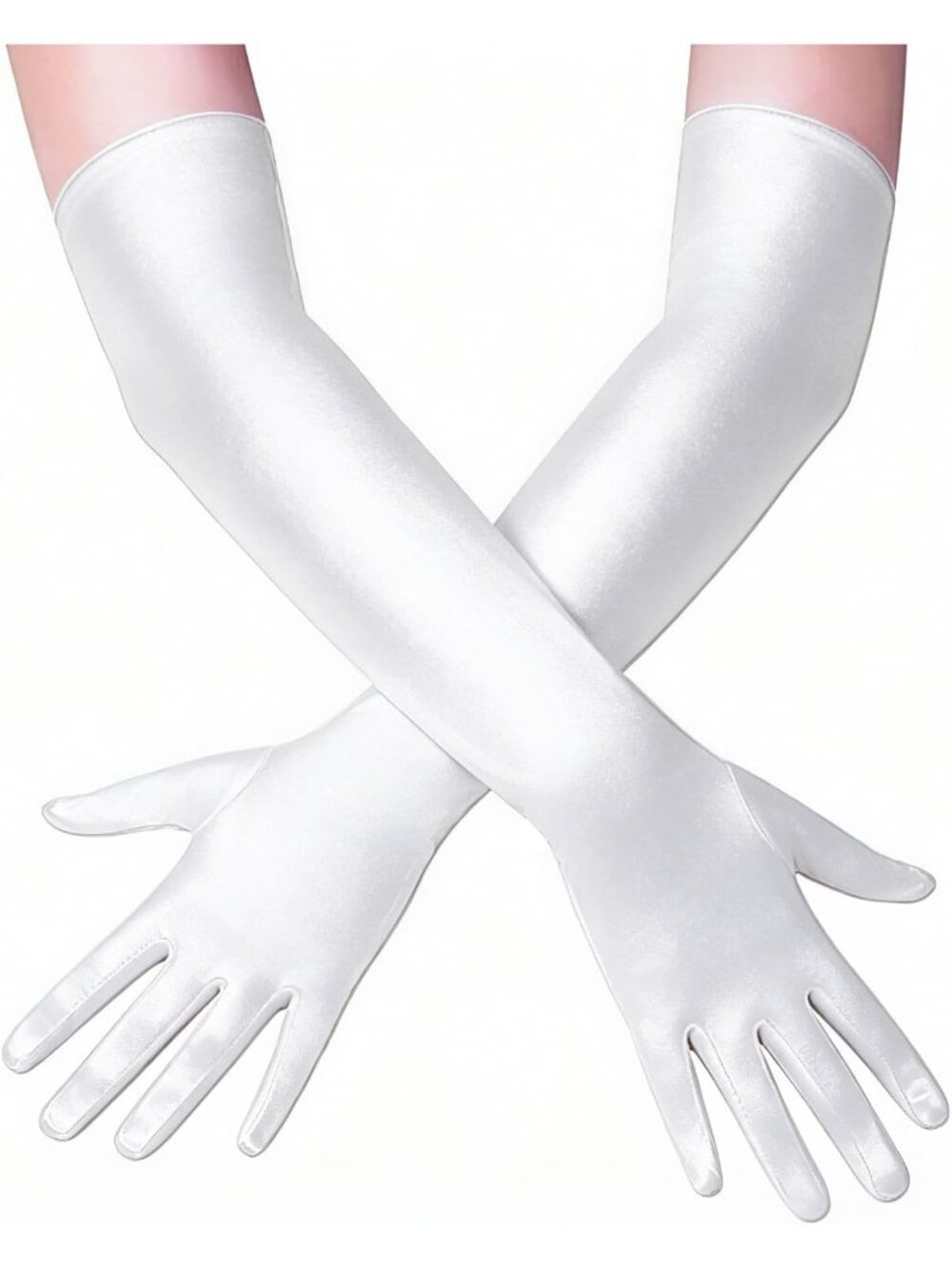 Women's White 1920s Elbow Length Satin Wedding Cosplay Flapper Opera Gloves